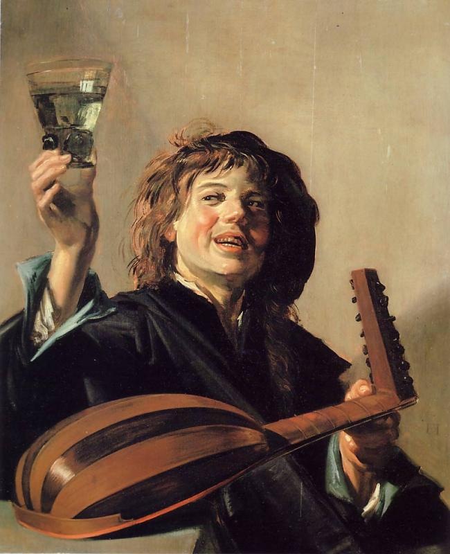 Merry Lute Player. Frans Hals (greeting with wine)